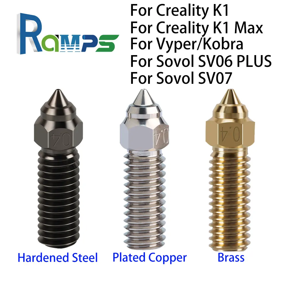 High-speed Volcano Nozzle Hardened Steel For Creality K1/ K1Max / Anycubic Vyper/Kobra / Sovol Sv06 Plus / Sv07