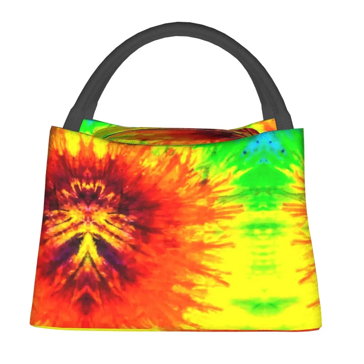 Red Yellow Tie Dye Lunch Bag Abstract Retro Style Casual Lunch Box Child Outdoor Picnic Portable Cooler Bag Designer Lunch Bags