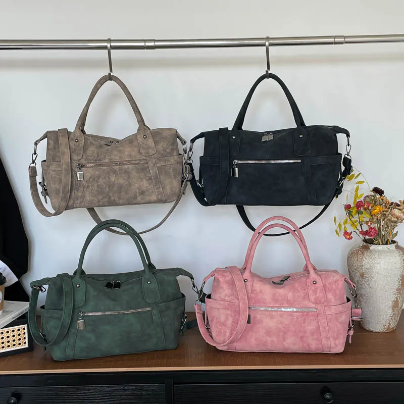 New Arrival Korean Large Capacity Luxury Vintage PU Leather Women Handbag Retro Female Shoulder Bags for Daily Work