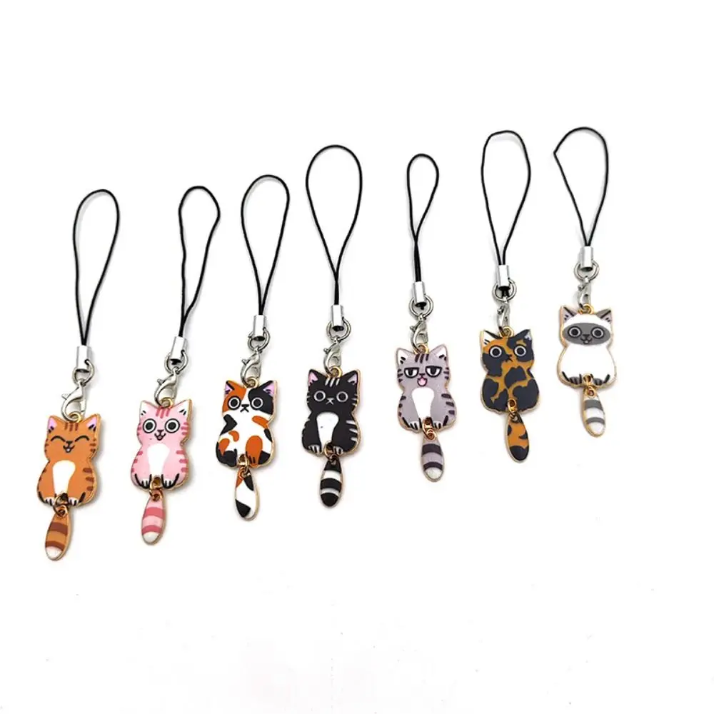 Kitten Pendant Cat Phone Strap Wag Tail Anti Lost Y2K Phone Charm Cute Key Ring Phone Lanyard Women Girls Phone Accessories