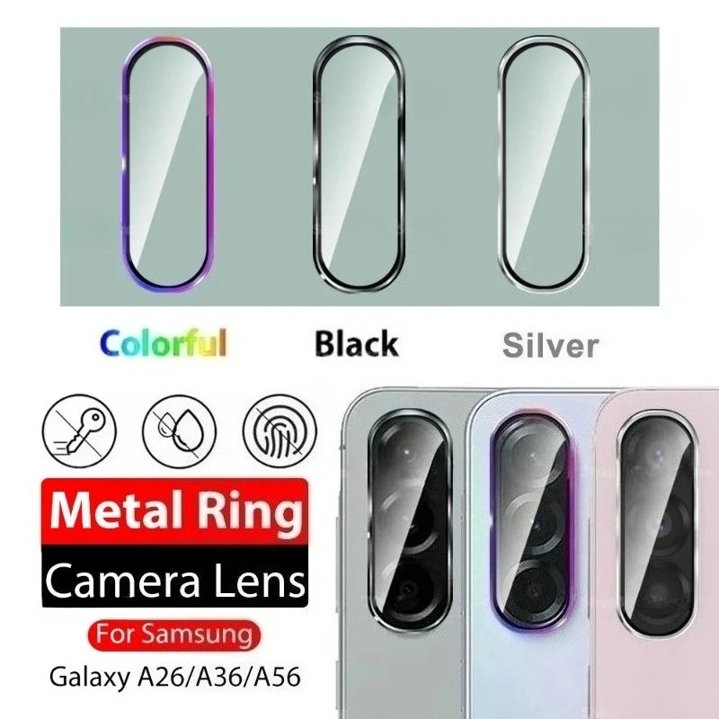 1 مجموعة HD حلقة معدنية الخلفية عدسة حامي الفيلم لسامسونج غالاكسي A56 A36 A26 المضادة للخدش الزجاج المقسى ثلاثية الأبعاد غطاء الكاميرا Accessorios #1