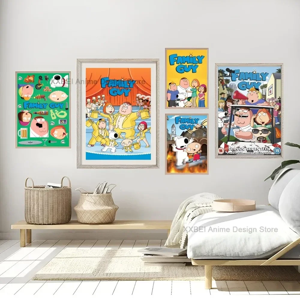 

1pc Modern Interior Wall Decoration Hanging Painting F-Family Guy Cartoon Poster Sticker Bedroom Living Room Cafe Mural
