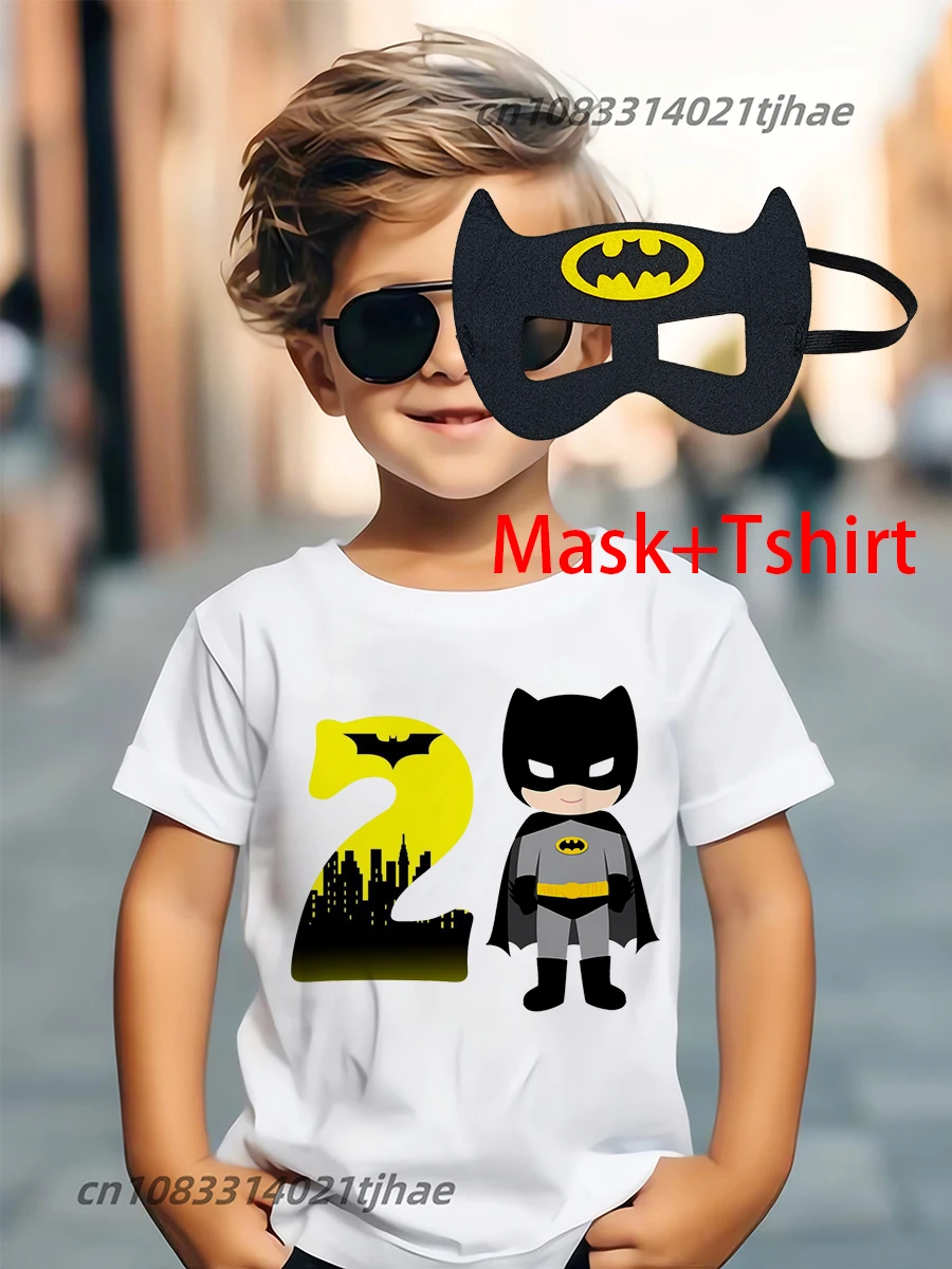 Funny Batman Super Hero Kids Tshirts for Baby Birthday Party T-Shirt Tees Boys T Shirt with Clothes Children Fashion Tops