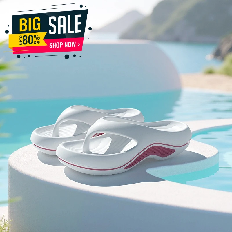 

Летние женские шлепанцы 2026 с толстой подошвой из ЭВА, нескользящие пляжные сандалии с разделителем для пальцев, удобные мягкие тапочки-облака