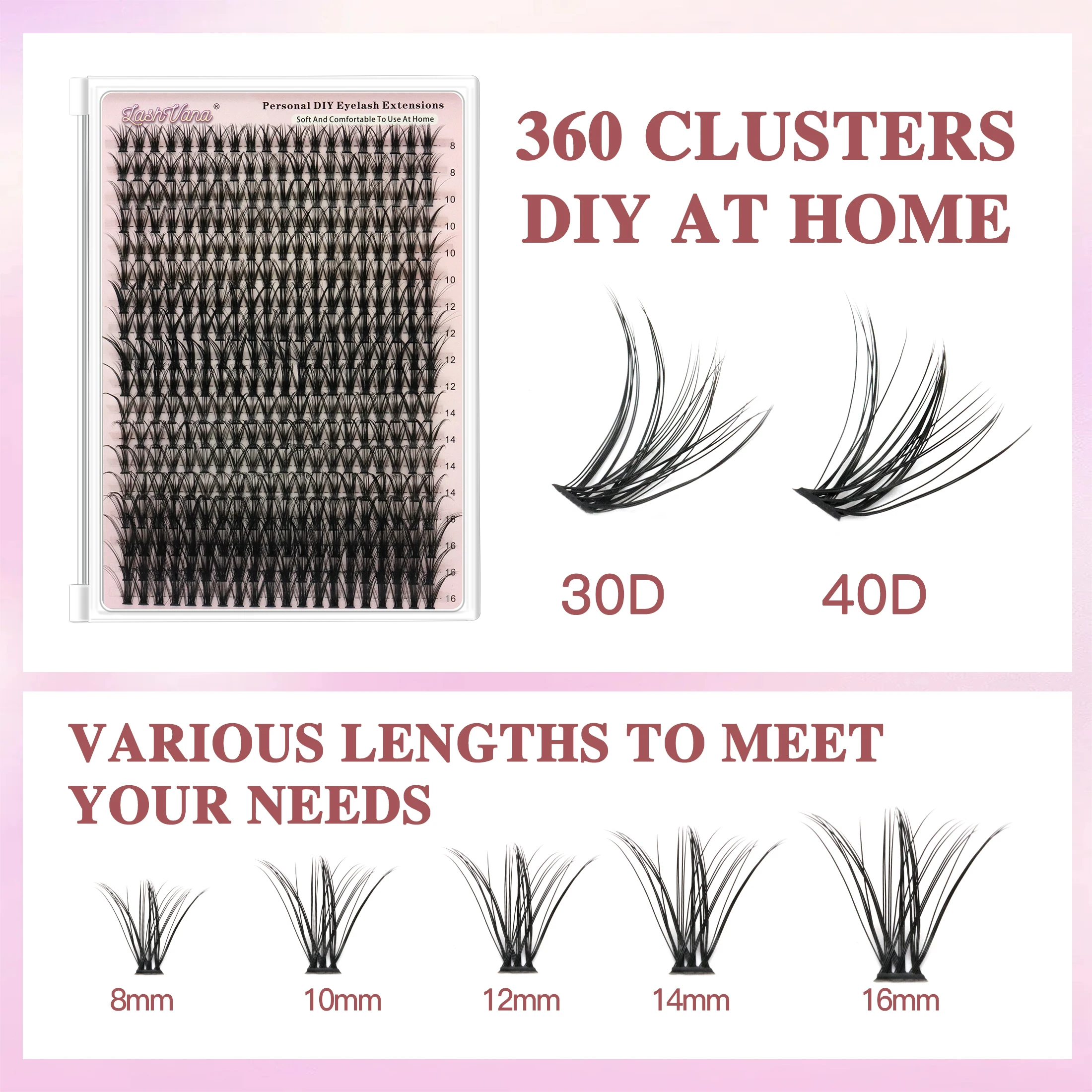 لتقوم بها بنفسك مجموعة الرموش الصناعية 360 قطعة مجموعات سعة كبيرة رمش الغراء أدوات ماكياج وملحقات للاستخدام المنزلي #4