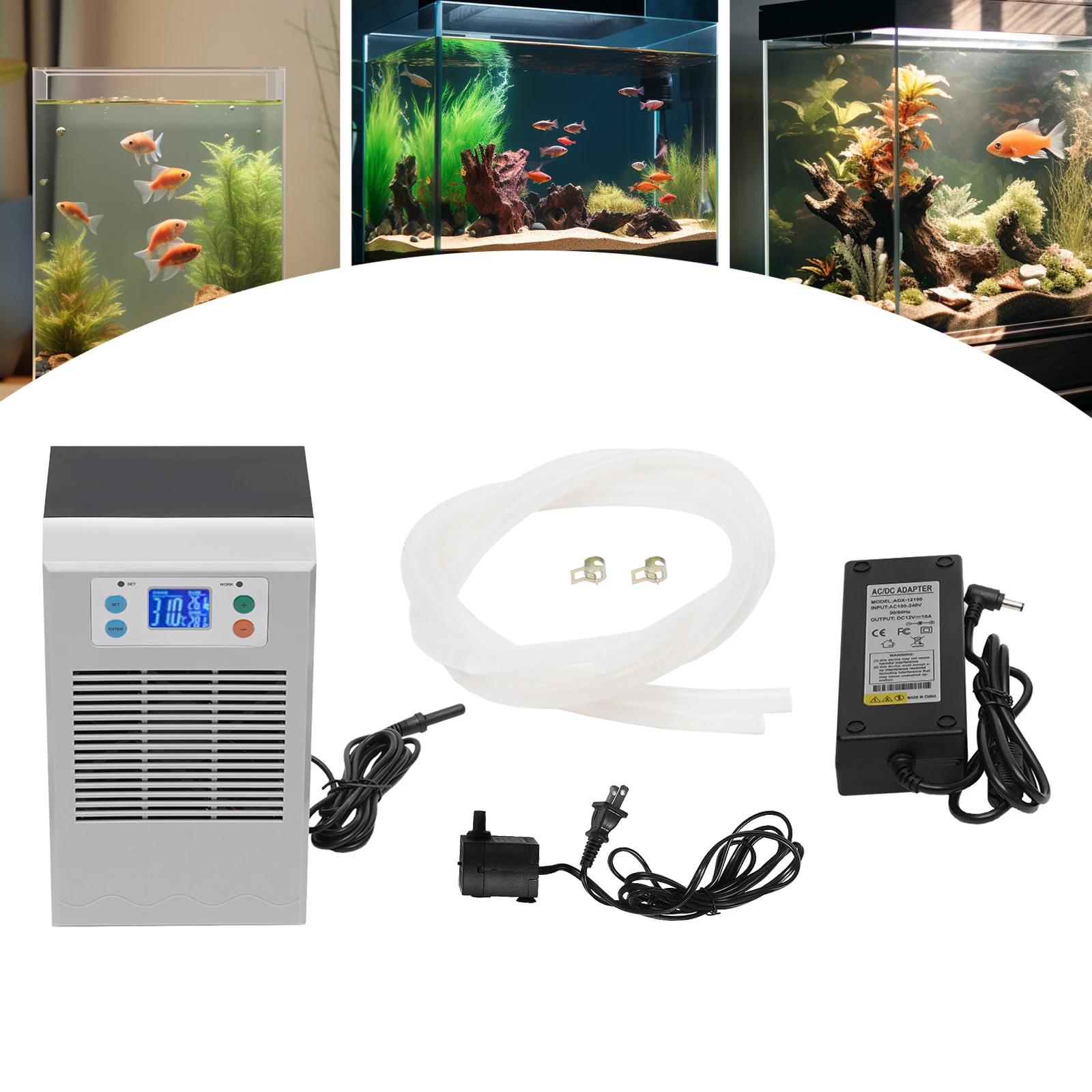 100W 12V réservoir de poisson chauffe-eau refroidisseur électronique Aquarium refroidisseur LCD affichage silencieux réservoir de poisson refroidissement système de chauffage