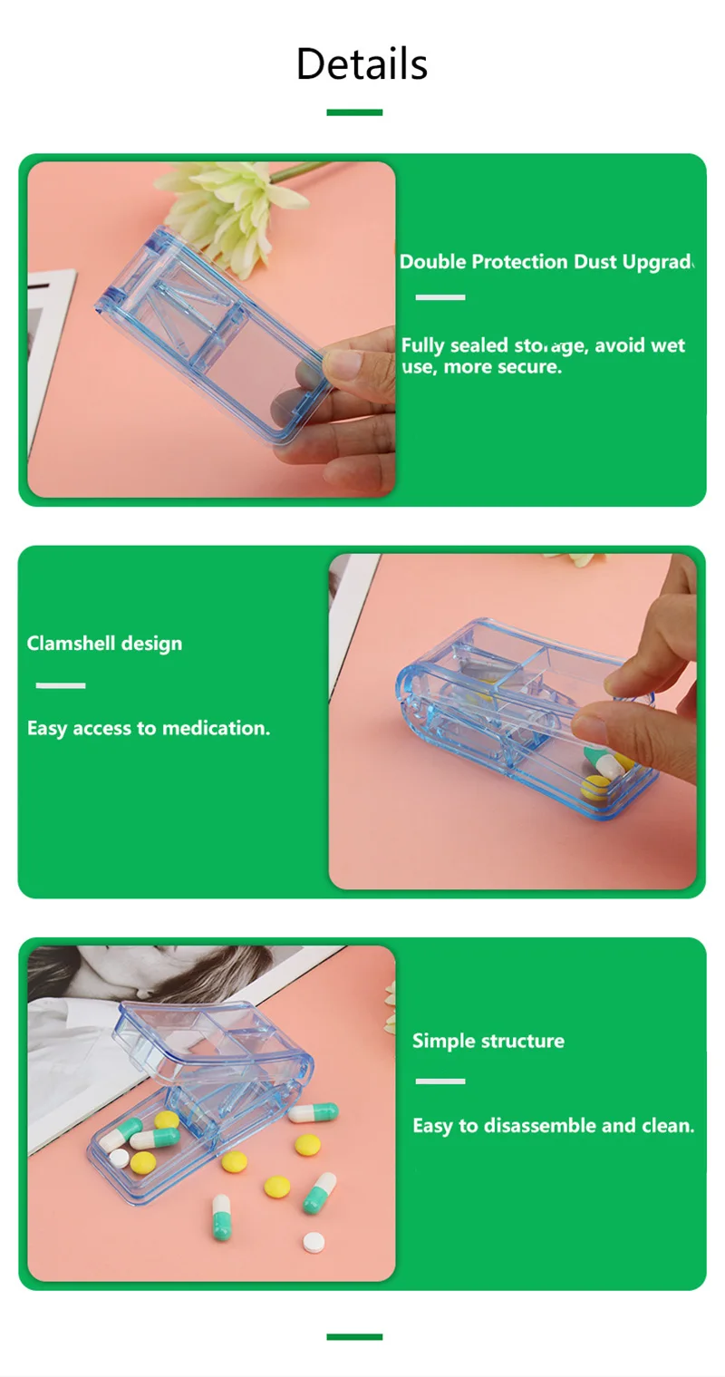 Medicine Pill Cutter Container Box Drugs Tablet Cutting Divider Splitter Storage Organizer Case Portable Pill Cutting Box