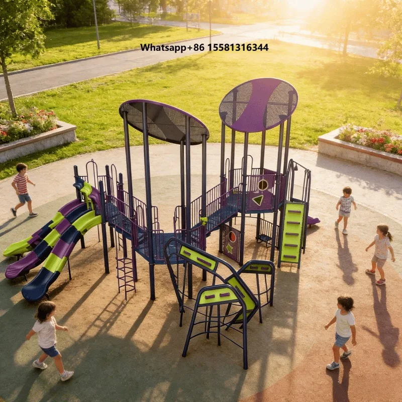 Commercial Park Playground Equipment Custom Large Outdoor Slides Kids Playground Amusement Play Grounds Swing Sets Ride