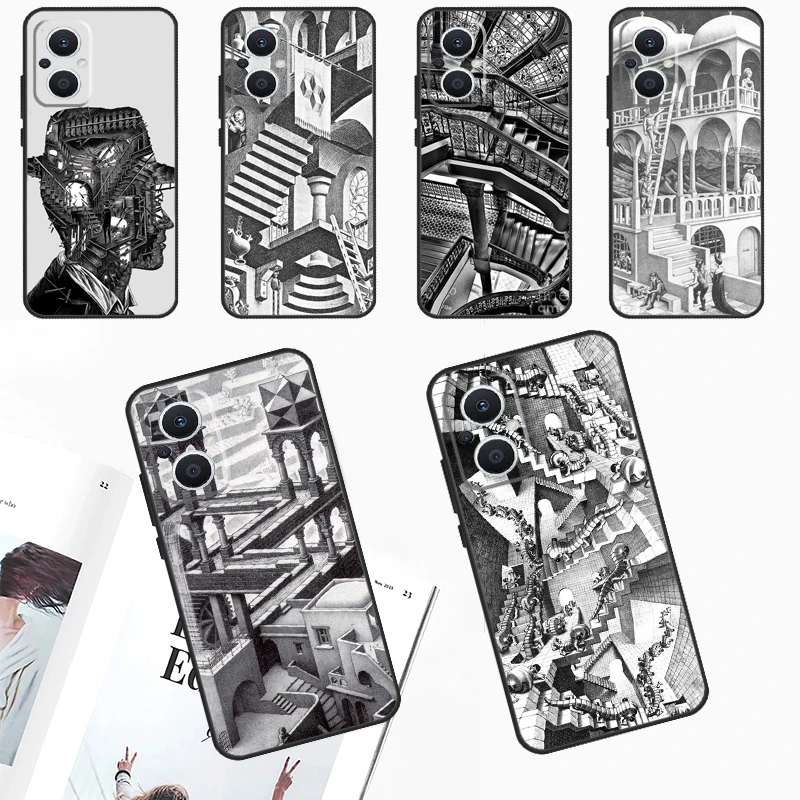 Escher Staircases Case For OPPO Reno 10 Pro 4Z 5Z 8T 4 5 6 7 8 Lite OPPO Find X5 X6 Pro X2 Neo X3 Lite Cover