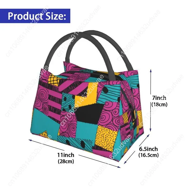 سالي دوول فستان الحرارية معزول حقيبة الغداء المرأة تيم بيرتون هالوين الجمجمة قابلة لإعادة الاستخدام حاوية الغداء تخزين وجبة عبوة طعام