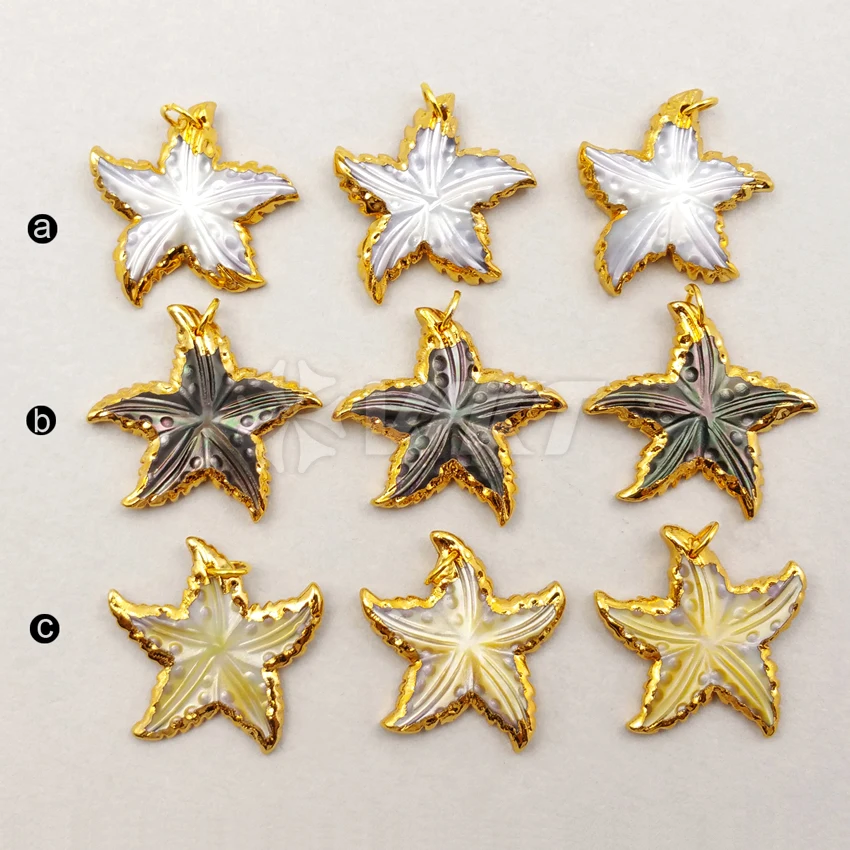 WT-P1188 Wholesale Fashion Natural Shell Pendant With 24K Gold Electroplated Star Shape For Women Jewelry Necklace Design