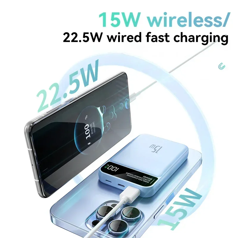 VIVO 50000mAh 22.5W بنك الطاقة المغناطيسي اللاسلكي شحن سريع PowerBank بطارية خارجية محمولة لساعة iPhone Android