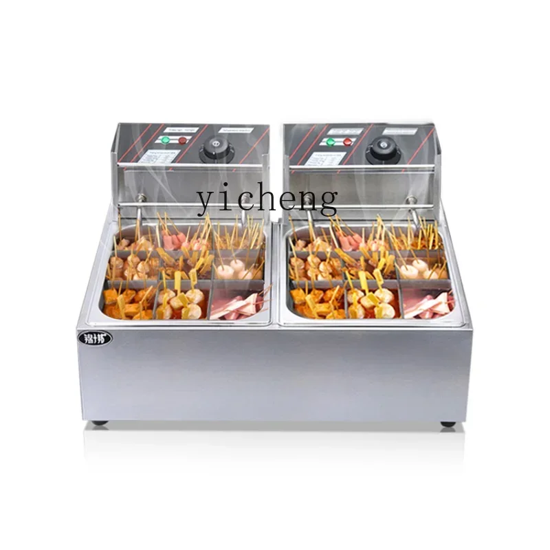 

Donut Fryer Machine Electric Heating Pasta Cooker Commercial Frying Pan Double Cylinder Donut Fryer Pot