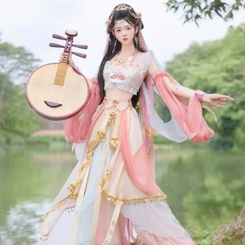 

Olivegirl Dunhuang Flying Sky Hanfu Dresses Female Exotic Style Dai Dance Performance Costume Western Regions Cosplay