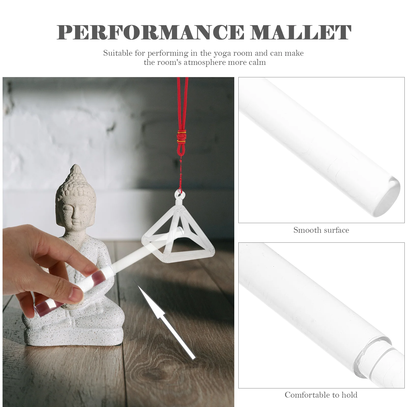 

2Pcs Meditation Pyramid Stick High Grade Material Smooth Surface Durable Yoga Instrument Mallet Performance Mallet Prop