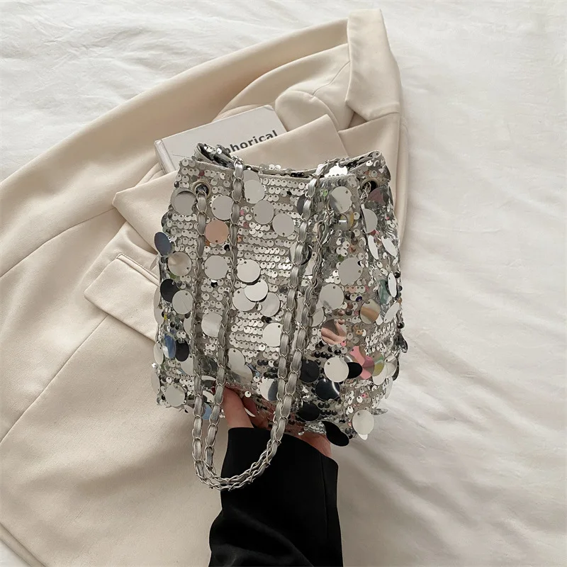 2026 Women Party Elegant Sequin Shiny Evening Banquet Bag Fashion Shoulder Bag Handheld Large Capacity Crossbody Bag with Chain - view 3