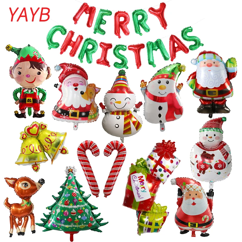 2025New Year's Party Decorations Merry Christmas Balloons Santa Claus Snowman Elk Globos DIY Christmas decorations