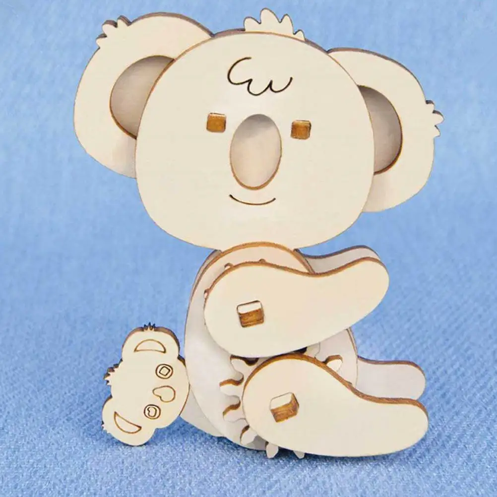 

6Sets Animal Puzzle DIY Wooden Assembly Creative Educational 3D Desktop Craft Home Office Decoration Kids Gift