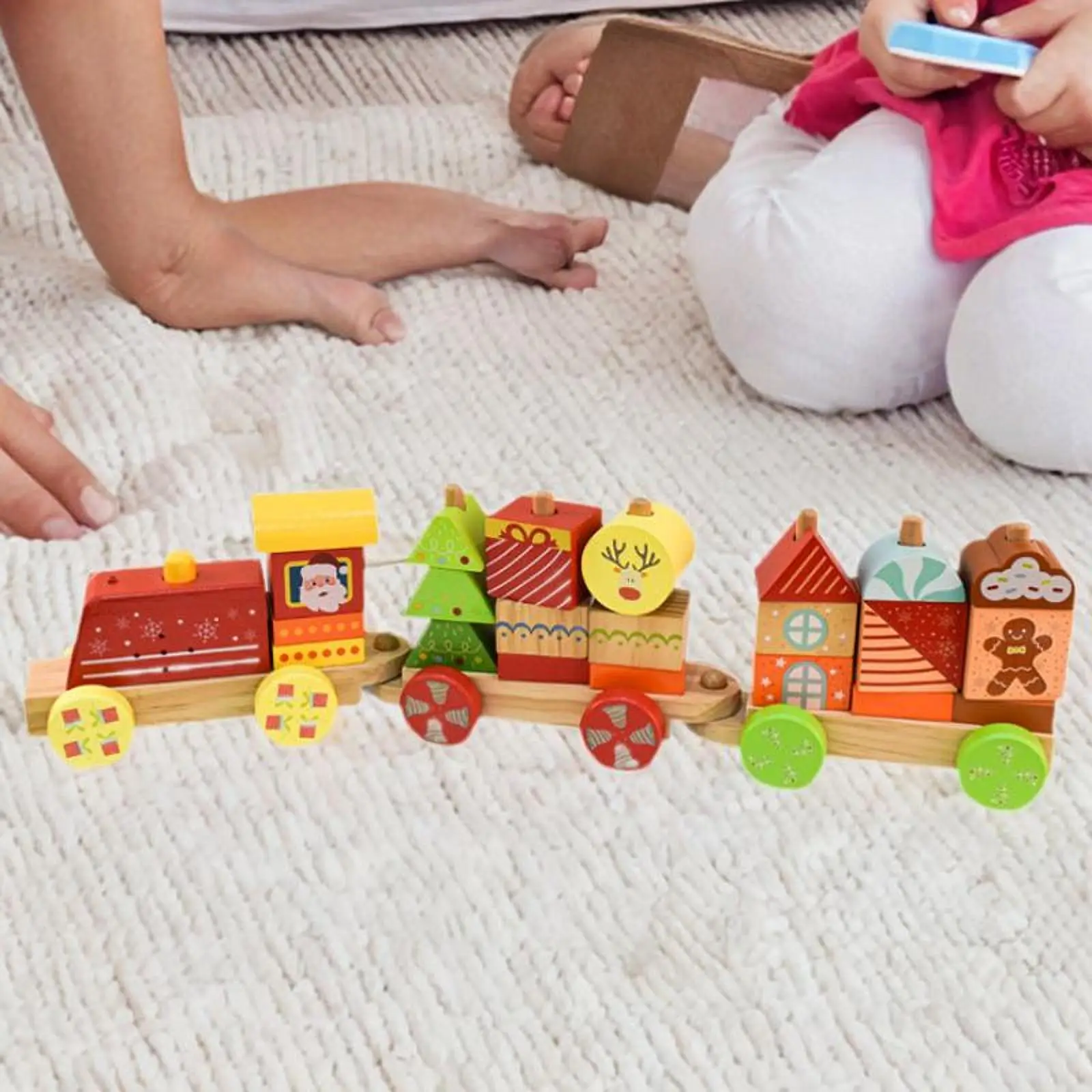 

Wooden Building Block Car Stacker Educational Learning Toy Sorting Stacking Montessori Toy for Boys Girls Kids Toddlers Children