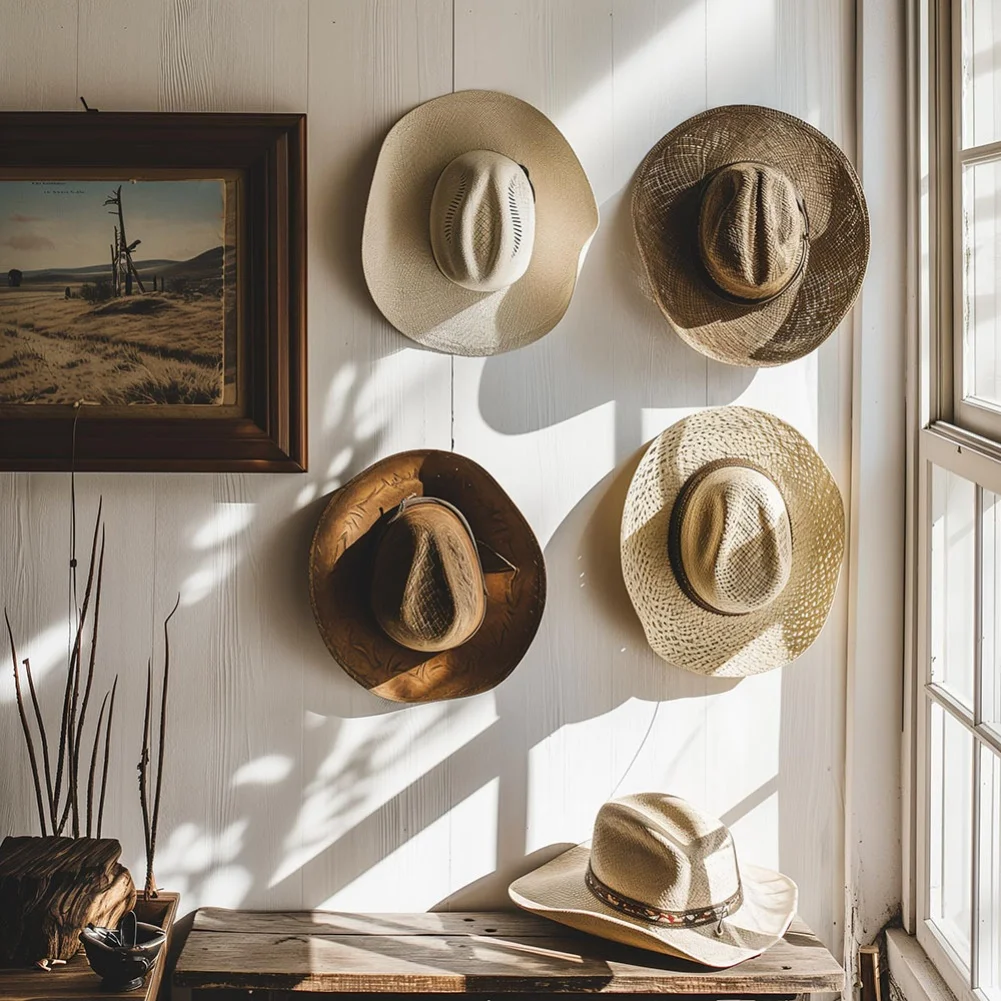 6Pcs Cowboy Hat Hooks Portable Cap Holder Support Baseball Cap Organizer Wall Door Hat Display Strong Hooks Accessories