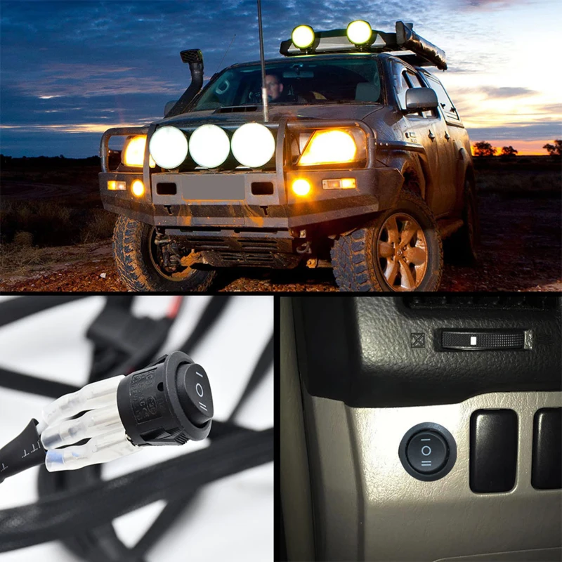 LED Light Bar Wiring Harness Kit 480W 2 Leads 18 AWG LED Wiring Harness with 12V 40A Relay and Waterproof Control Switch