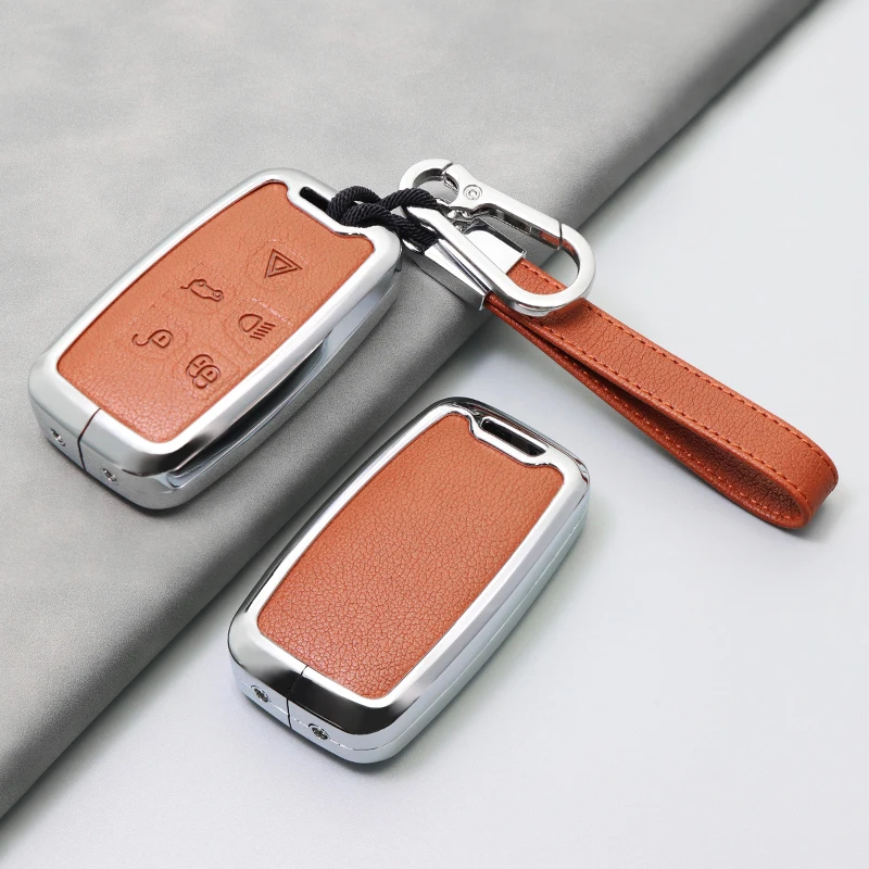 Car Zinc Alloy Leather Key Case Cover For Land Range Rover Sport Discovery Sport Evoque Freelander 2 For JAGUAR XE XF XJ F PACE - view 2