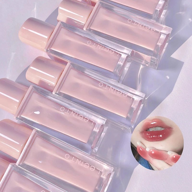 Rosa espelho de água brilho labial glaze shimmer vidro batom líquido à prova dwaterproof água hidratante labial bálsamo maquiagem cosméticos