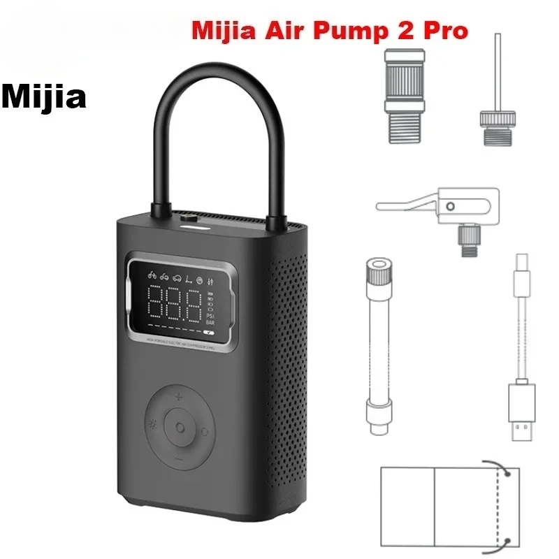 

2025 Mijia Air Pump 2 Pro Speed Boost Mini Portable Electric Air Compressor Treasure 150PSI Type-C LED Multitool Inflator