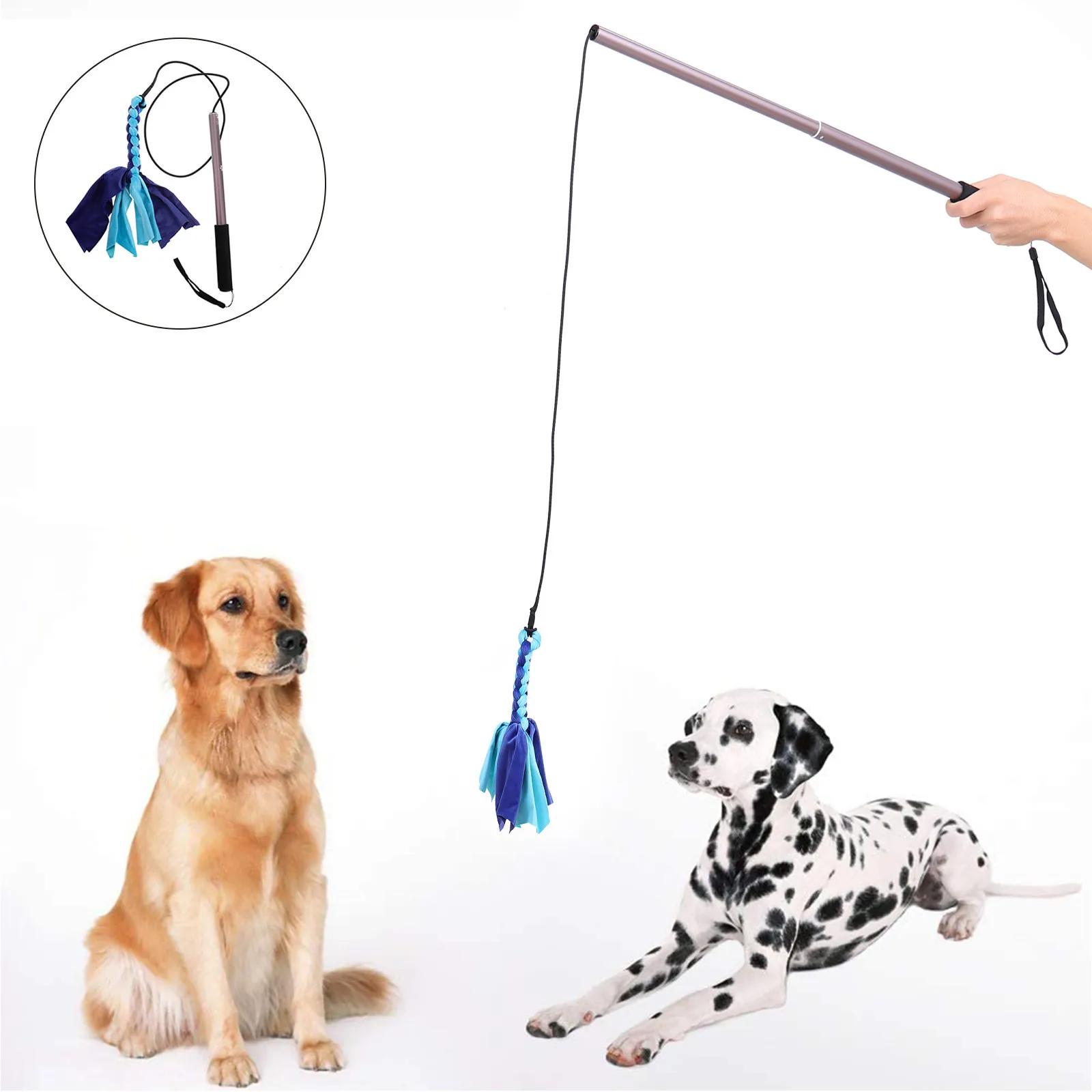 

Interactive Puppy Teaser Pole Interactive Puppy Training Stick Stretchable Flirt Pole Pet Teaser Durable Dog Chasing