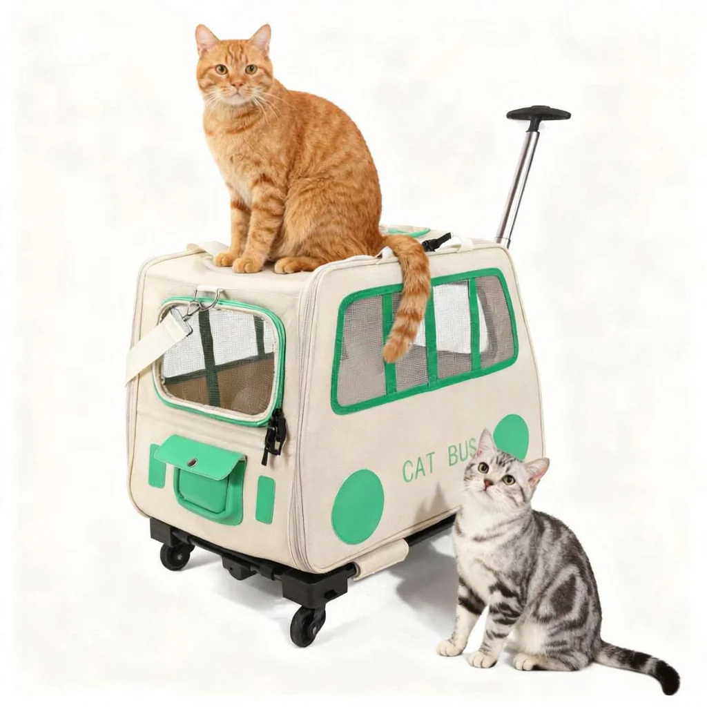 

Foldable Detachable Pet Carrier, Large Portable Trolley Bag, Multi-Pets Breathable or Travel Multi-Pet Carrier for 2 Cats/Dogs