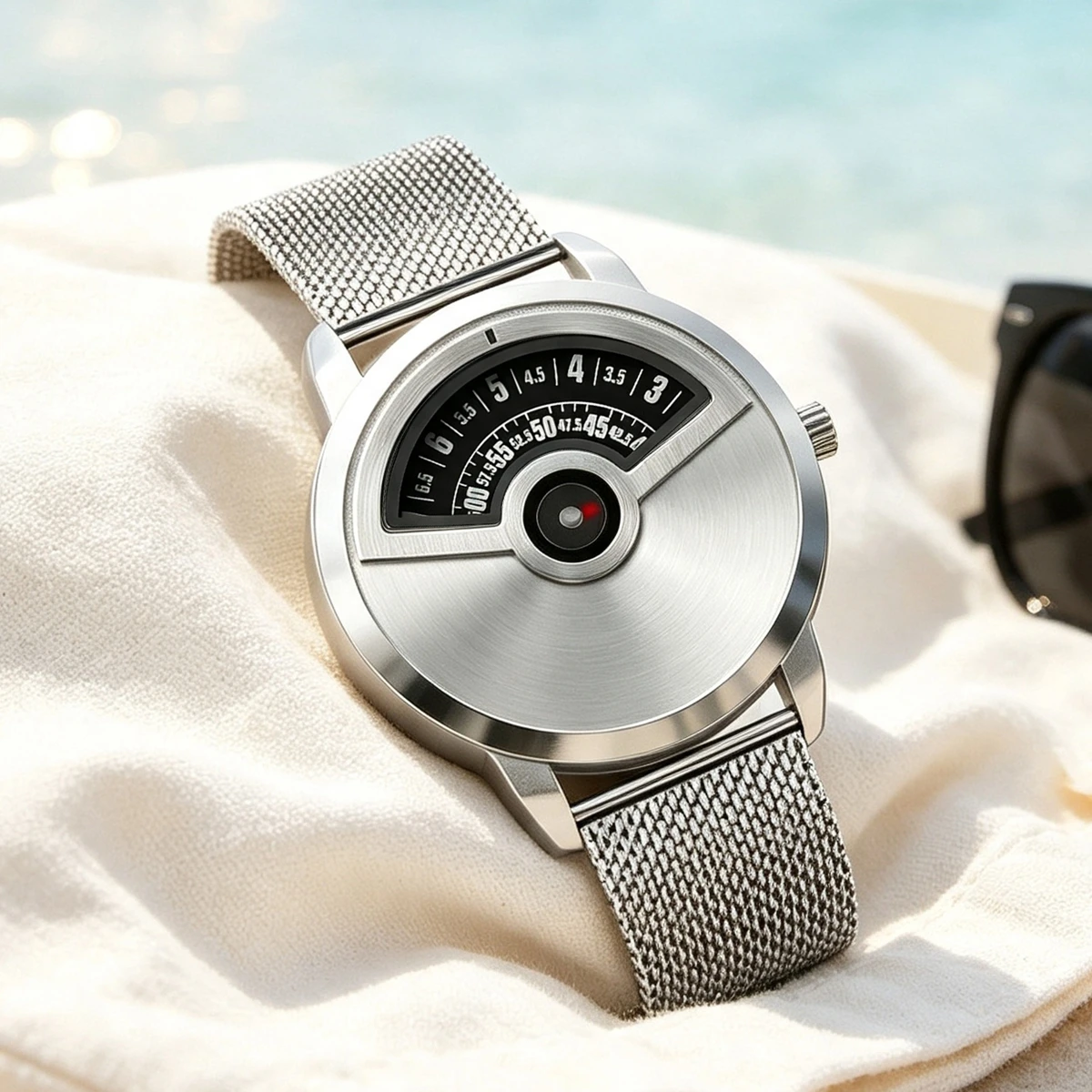 Cool Trend Men's Watch Dashboard Dial Scale Stainless Steel Mesh Strap High-End Unique Versatile Daily Wear Quartz Wristwatch