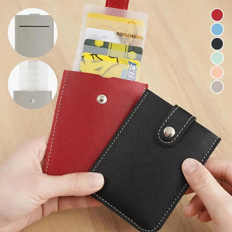 Brand Portable Colorful Ultra Thin Multifunction Waterproof Card Holder Stack Up Pull Out Slim Cascading Wallet Purses