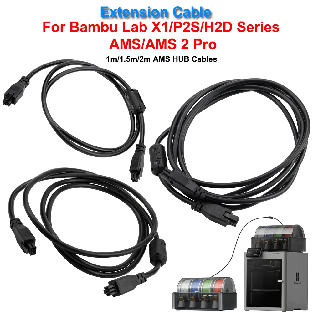 Verlängerungskabel für Bambu Lab X1/P2S/H2D Serie AMS/AMS 2 Pro 1m/1,5m/2m AMS HUB Kabel 6-polig mit Magnetring 3D-Drucker-Zubehör – Detail 8