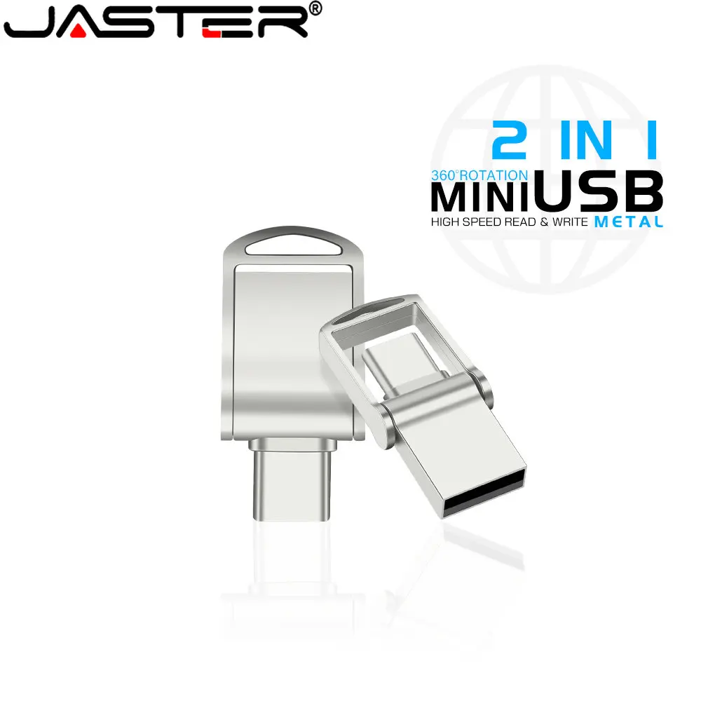 JASTER Waterproof USB Flash Drive128GB Type C Ultra Dual Mini Pen Drive 64GB 32GB 16GB 8GB Black Metal Business Gift USB Stick