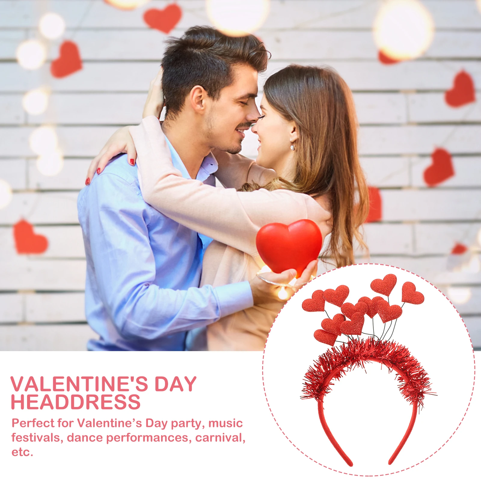 

Delicate Heart Design Hairband for Women Valentine's Day Theme Headband Lightweight Comfortable Party Festival Carnival Photo