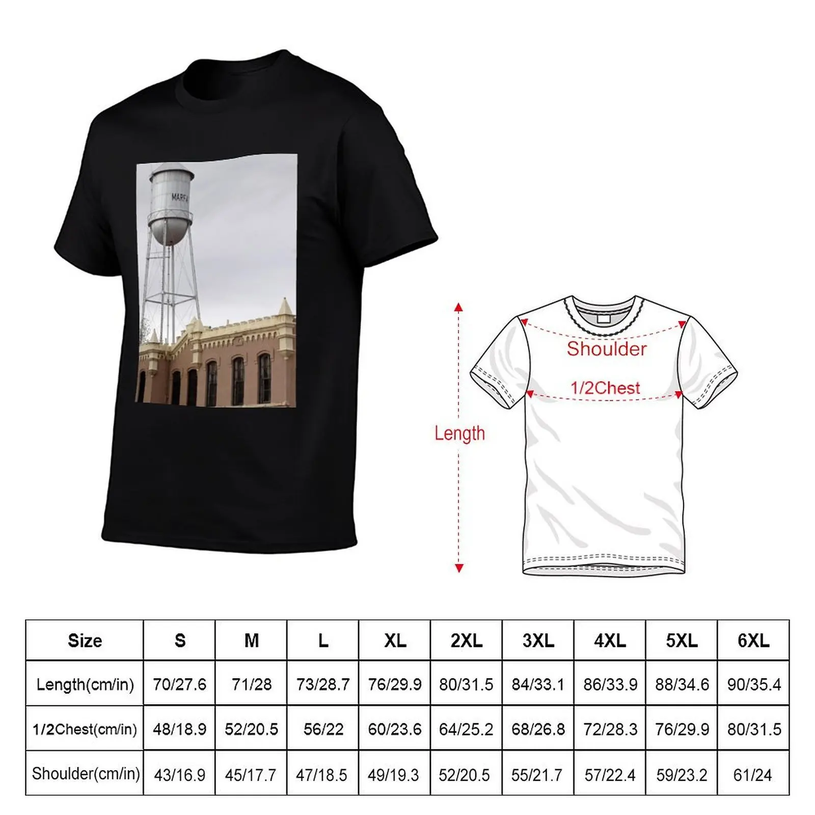 Top of Old Jail and Marfa Water Tower T-Shirt man tshirt man graphic t shirt t shirt men 100% cotton luxury brand T-shirt