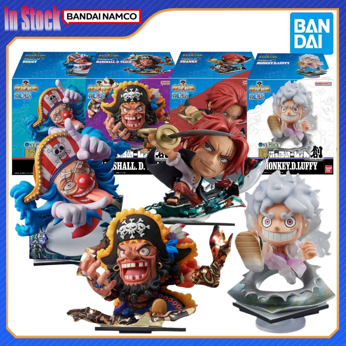 

Оригинальная аниме Bandai ONEPIECE Monkey D. 12 см LUFFY&SHANKS&BUGGY&TEACH, наборы моделей экшн-фигурок, подарок для детей, игрушки для мальчиков