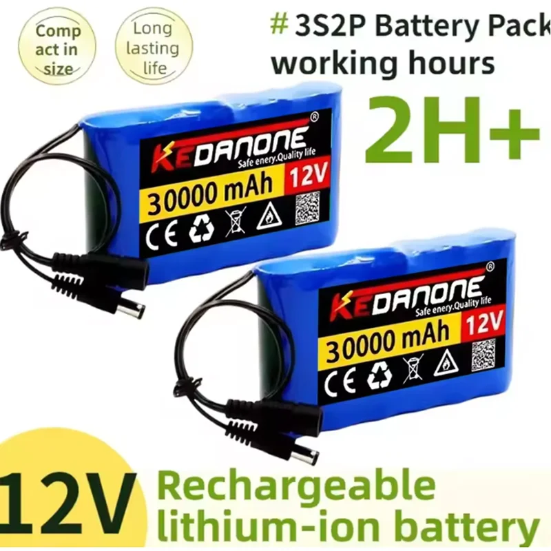 

Portable 3S2P 12V 30ah Rechargeable Li-Ion Battery For LED Lamp Light Backup Powe Etc toy car outdoor audio + Charge