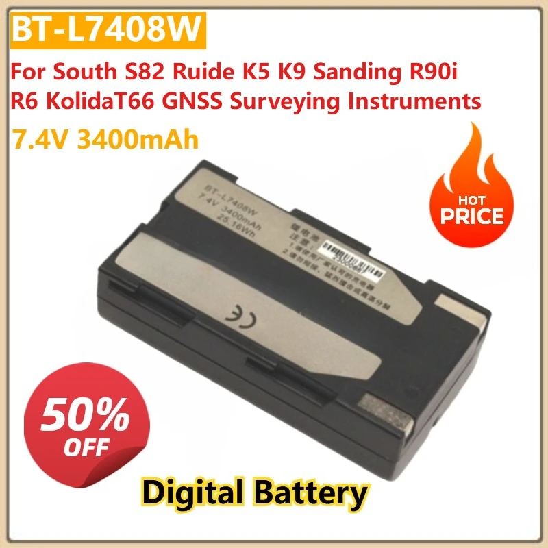 

7.4V 3400mAh Digital Battery BT-L7408W for South S82 Ruide K5 K9 Sanding R90i R6 KolidaT66 GNSS Surveying Instruments