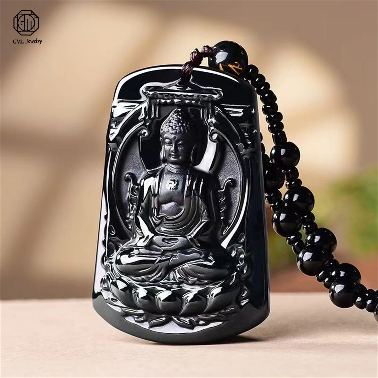 Natural Grade A Jadeite Black Jade Plain Robe Water Vase Guanyin Pendant Translucent Unisex Men Women Gemstone Necklace Jewelry