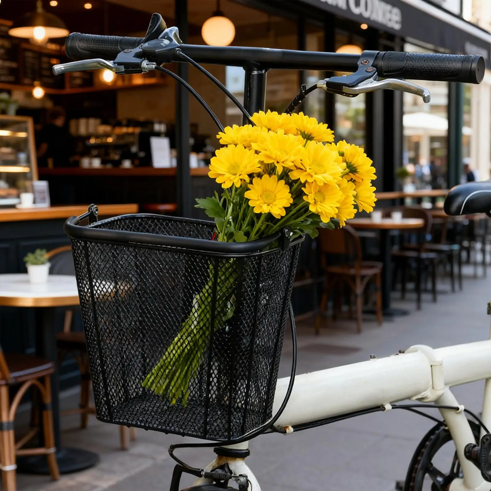 

Bike Basket Front Quick Release With Handle Metal Storage Basket Bike Accessories For Road Mountain Electric Scooter Cycling