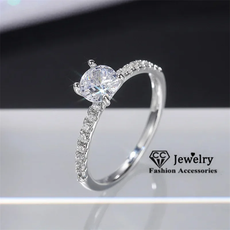 CC 0.5 Carat Diamant Rings For Women Sterling Silver Color Fine Jewelry Engagement Wedding Accessories Drop Shipping CC1685