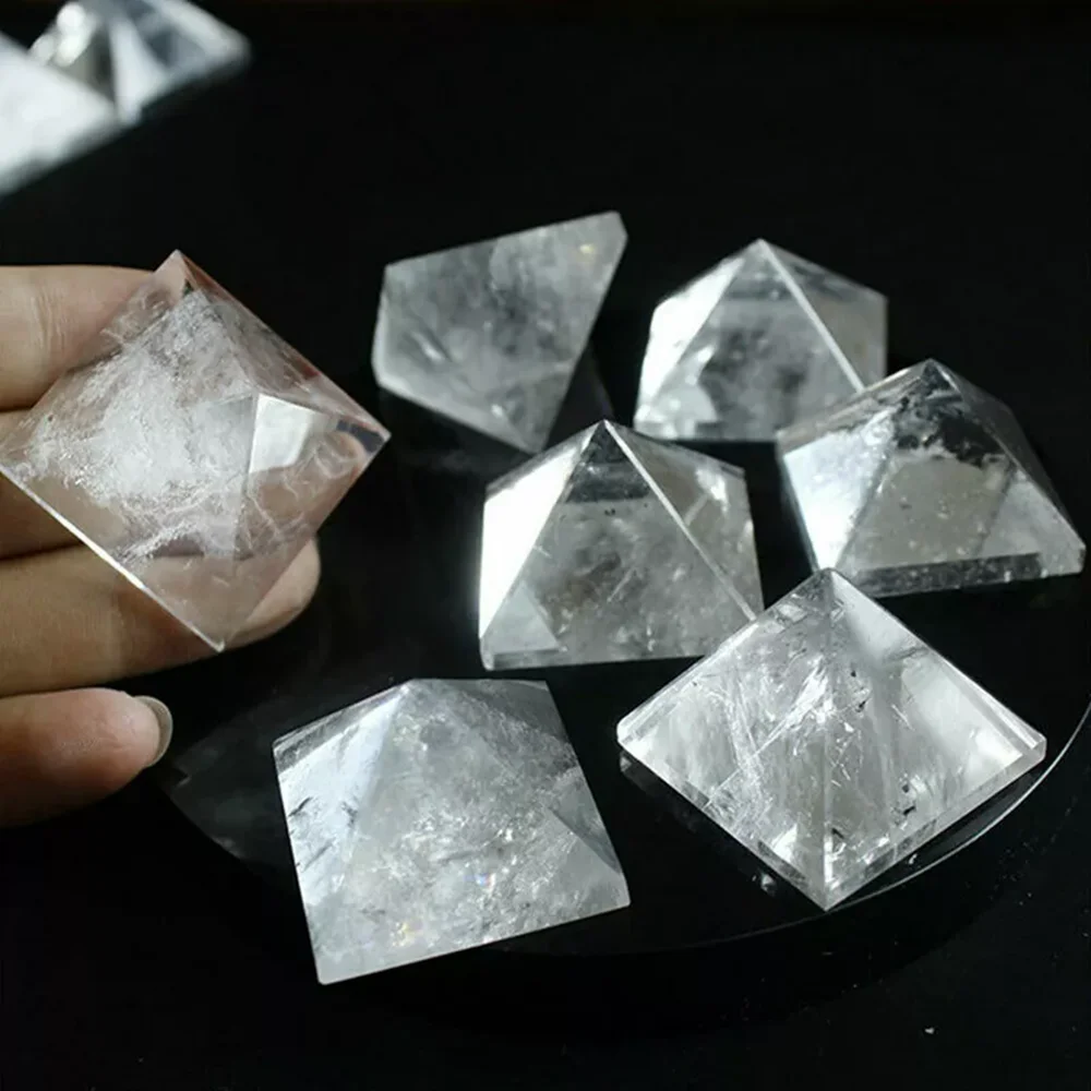 Natural Gemstone Clear Quartz Crystal Energy Healing Tower Pyramid Reiki Decor