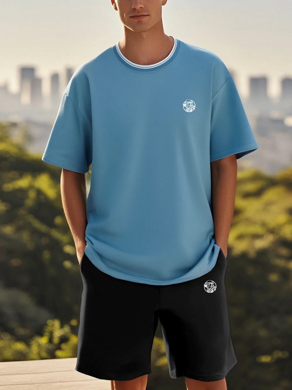 

TOQUCL Simple Loose Quick Drying Breathable Sports Suit Men's Print Short-Sleeved Shorts Casual Running Gym Outdoor Sets