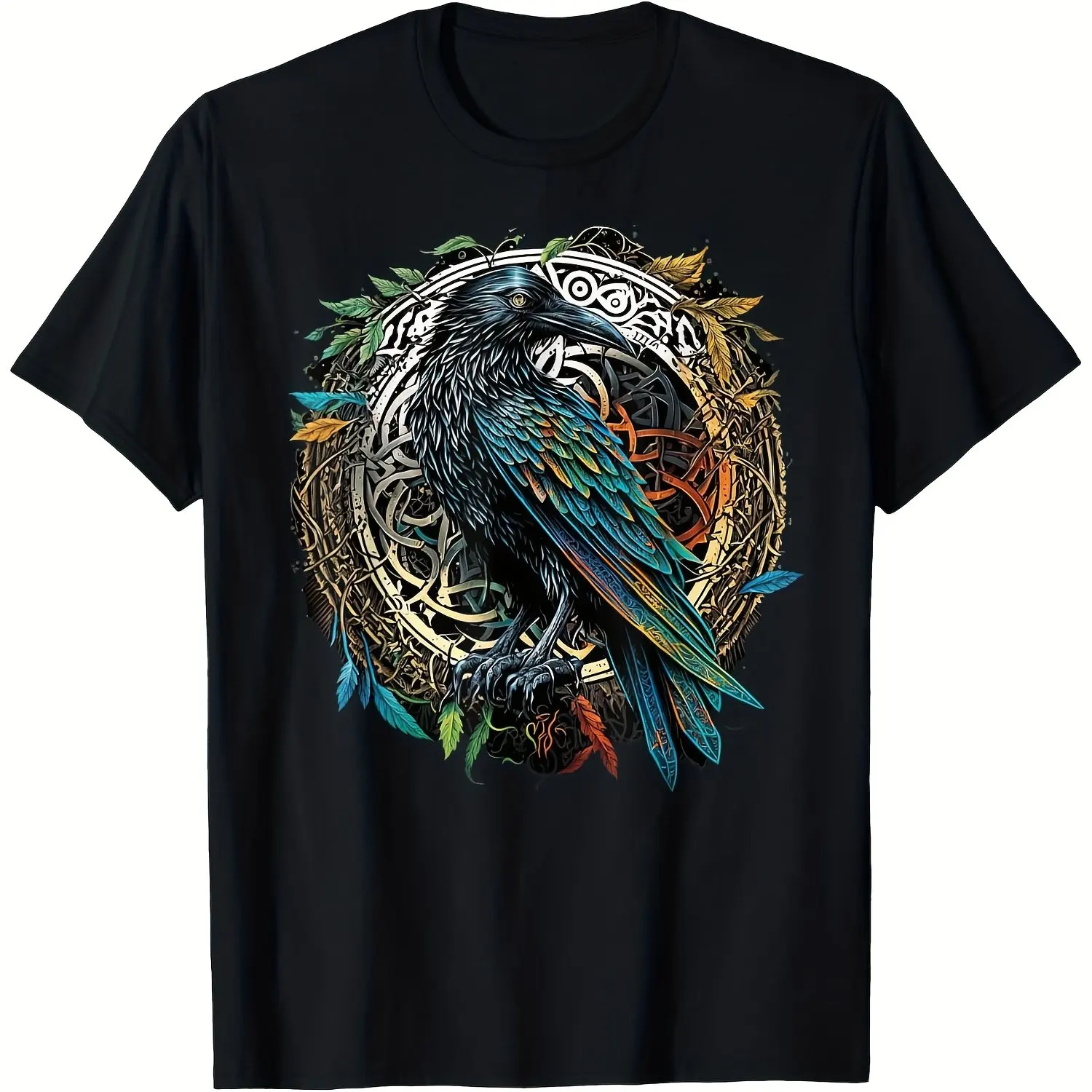 Camiseta con diseño de cuervo vikingo para mujer, diseño de Odín, Midgard, Thor, Valhalla, camiseta informal negra, ropa de mujer, moda y personalidad