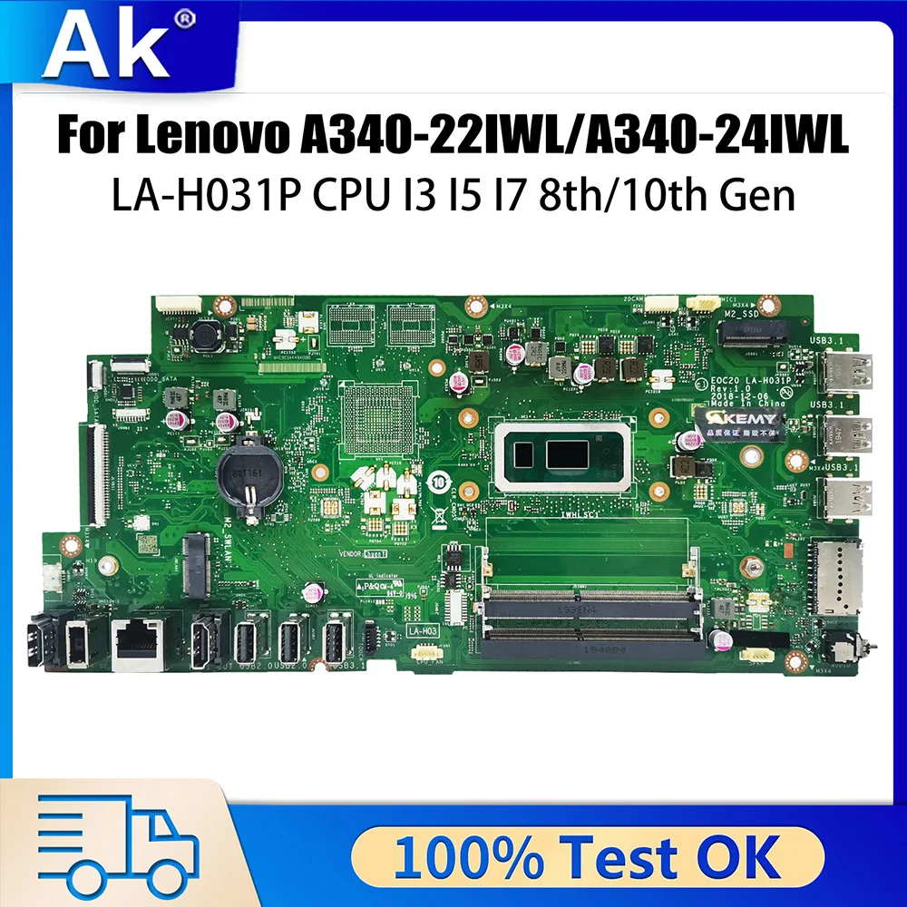 

A340-24IWL Mainboard For Lenovo AIO A340-22IWL LA-H031P 5B20U54062 5B20U53942 i3 8th All-in-one Motherboard