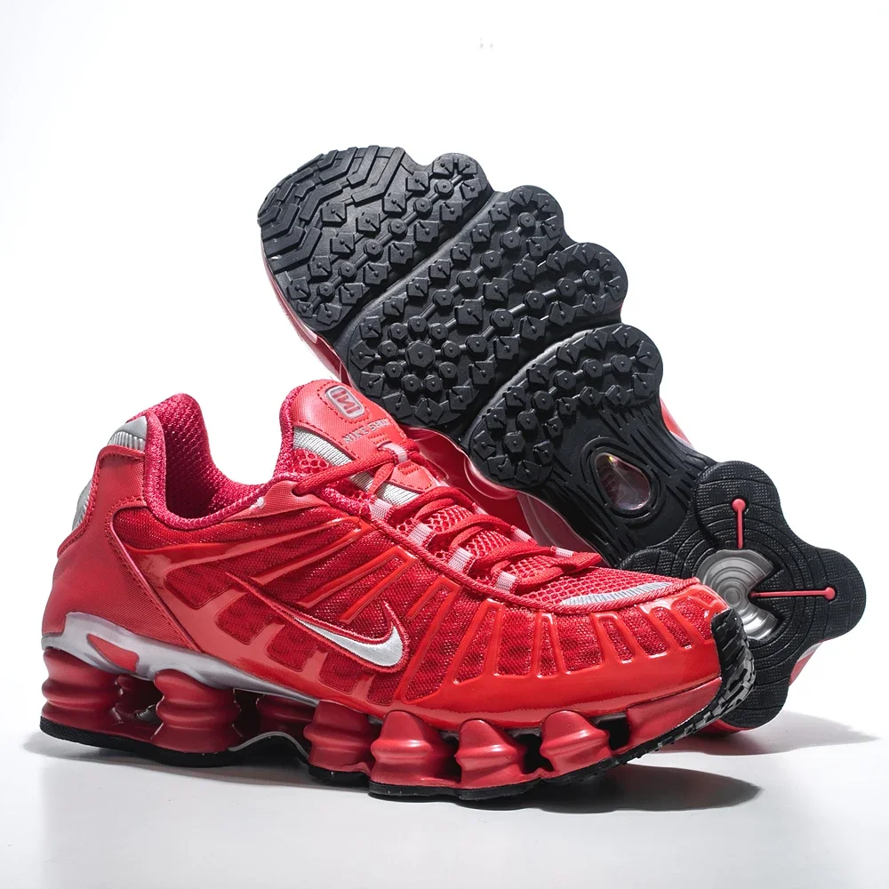

Nike Shox TL Red Retro Casual Air Columns Mesh Breathable Cushionong Men Women Running Shoes Street Sneakers BV1127-600
