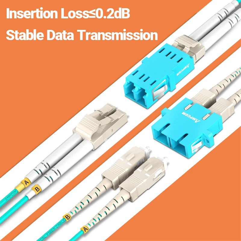 AMPCOM OM3 LC к SC UPC волоконно-оптический патч-кабель Многомодовый Дуплекс MMF 50/125μm 10 Гбит/с изгиб нечувствительный 2,0 мм оптоволоконный патч-корд
