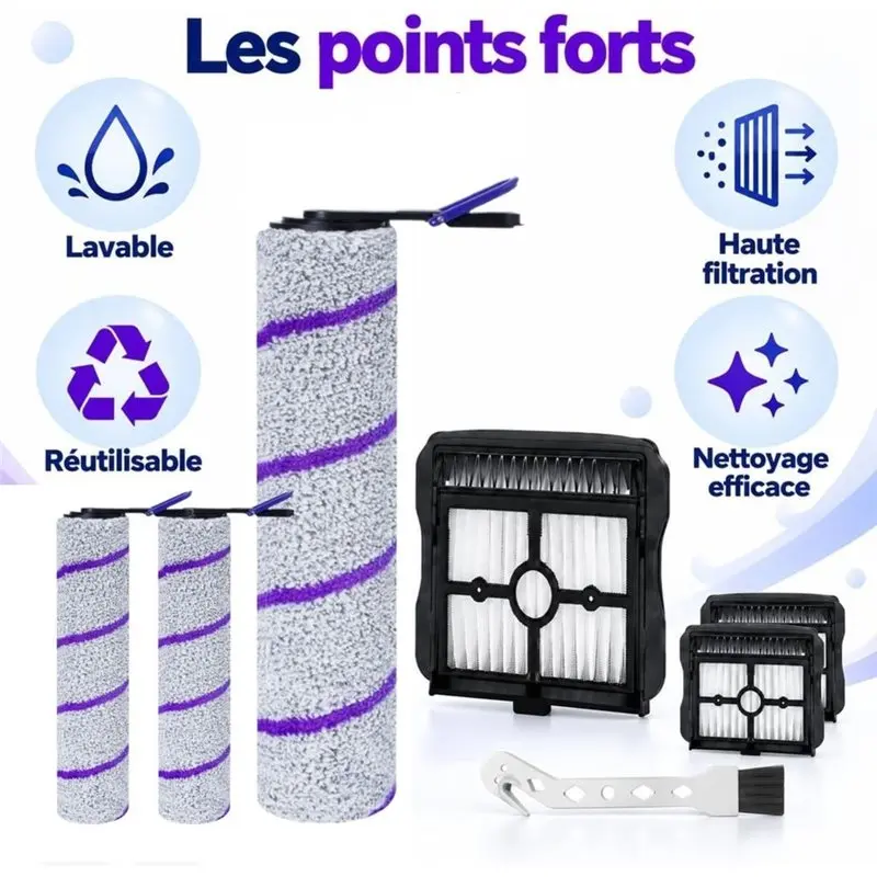 ABFY-Accessory Kit For Rowenta X-Clean 10 / Narwal S20 Pro -Microfiber Roller Brushes, Replacement Filters, And Cleaning Tool