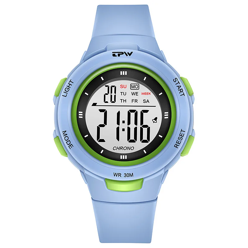 Reloj electrónico deportivo con pantalla Digital LED, reloj despertador con luz nocturna impermeable, multifuncional, regalo de cumpleaños para niño